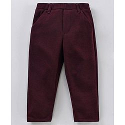 Babyhug 3 Piece Full Sleeves Party Suit With Bow - Maroon White