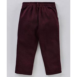 Babyhug 3 Piece Full Sleeves Party Suit With Bow - Maroon White