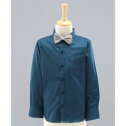 Babyhug Full Sleeves Party Suit with Bow Solid - Grey