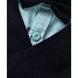 Babyhug 3 Piece Full Sleeves Party Suit With Bow - Light & Navy Blue