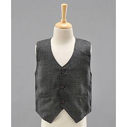 Babyhug 3 Piece Full Sleeves Party Suit With Bow - Grey White