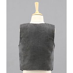 Babyhug 3 Piece Full Sleeves Party Suit With Bow - Grey White