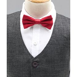 Babyhug 3 Piece Full Sleeves Party Suit With Bow - Grey White