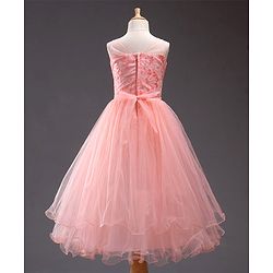 Babyhug Sleeveless Embroidered Party Frock with Corsage - Peach