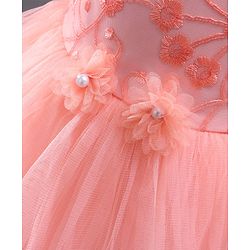 Babyhug Sleeveless Embroidered Party Frock with Corsage - Peach