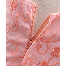 Babyhug Sleeveless Embroidered Party Frock with Corsage - Peach