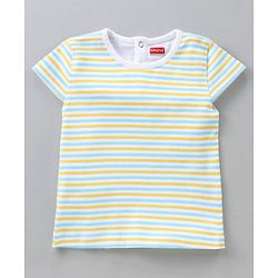 Babyhug Dungaree and Cap Sleeves Tee Set Floral Print - Blue