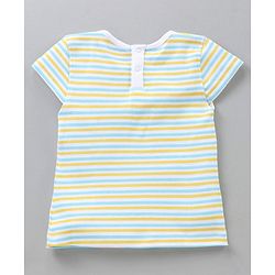 Babyhug Dungaree and Cap Sleeves Tee Set Floral Print - Blue