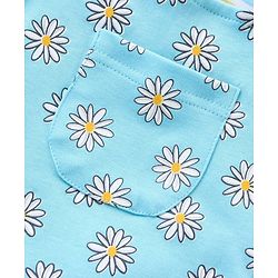 Babyhug Dungaree and Cap Sleeves Tee Set Floral Print - Blue