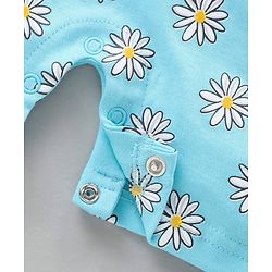 Babyhug Dungaree and Cap Sleeves Tee Set Floral Print - Blue