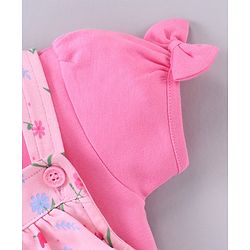Babyhug Short Sleeves T-Shirt With Dungaree Floral Print - Pink