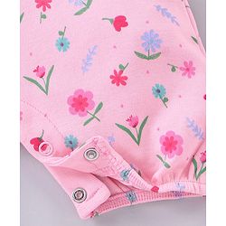 Babyhug Short Sleeves T-Shirt With Dungaree Floral Print - Pink