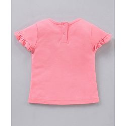 Babyhug Cap Sleeves Cotton Tee With Dungaree Lemon Print- Pink