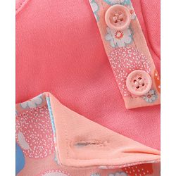 Babyhug Cap Sleeves Cotton Tee With Dungaree Lemon Print- Pink
