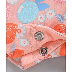 Babyhug Cap Sleeves Cotton Tee With Dungaree Lemon Print- Pink