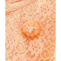 Babyhug Half Sleeves Party Wear Shrug with Corsage Solid - Peach