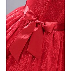 Babyhug Cap Sleeves Sequined Party Frock with Corsage - Red