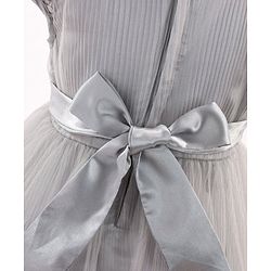 Babyhug Cap Sleeves Party Wear Tutu Sequined Frock Corsage Applique - Grey