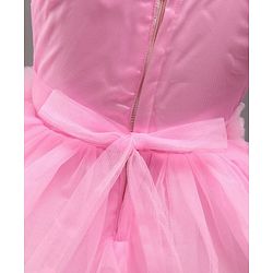 Babyhug Singlet Sleeves Layered Party Frock with Floral Corsage - Pink