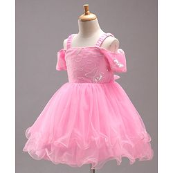 Babyhug Sleeveless Flared Party Frock with Corsage - Pink