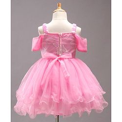Babyhug Sleeveless Flared Party Frock with Corsage - Pink