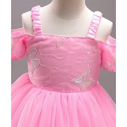 Babyhug Sleeveless Flared Party Frock with Corsage - Pink