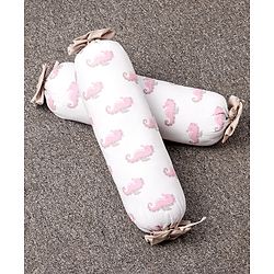 Babyhug Bolster Set Sea Horse Print Pack Of 2 - White & Pink
