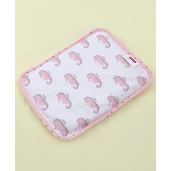 Babyhug Rai (Mustard) Seed Filling Pillow Rectangle Shape Sea Horse Print -White&Pink| Natural Warming Property| Prevents Colds & Flat Head Syndrome| Natural Remedy| New Born| Neck & Shoulder Support