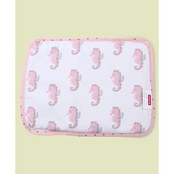 Babyhug Rai (Mustard) Seed Filling Pillow Rectangle Shape Sea Horse Print -White&Pink| Natural Warming Property| Prevents Colds & Flat Head Syndrome| Natural Remedy| New Born| Neck & Shoulder Support