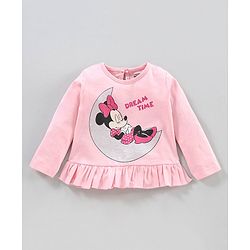 Babyhug Disney Full Sleeves Night Suit Minnie Mouse Print - Pink