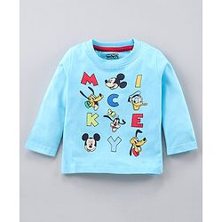 Babyhug Full Sleeves Night Suit Mickey Mouse Print - Blue