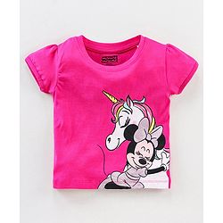 Babyhug Short Sleeves Night Suit Disney Print - Pink