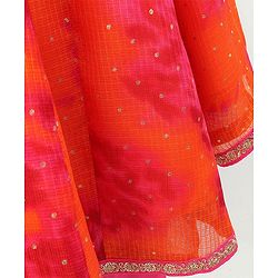 Babyhug Sleeveless Sequined Asymmetrical Kurta and Chudidar Set with Lace Border Dupatta - Fuschia