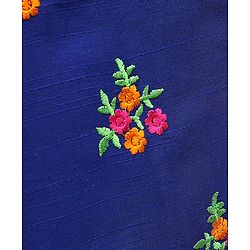 Babyhug Sleeveless Embroidered Tassel Kurta and Garara Set with Lace Border Ruffled Dupatta - Blue Orange