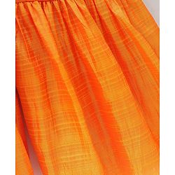Babyhug Sleeveless Embroidered Tassel Kurta and Garara Set with Lace Border Ruffled Dupatta - Blue Orange