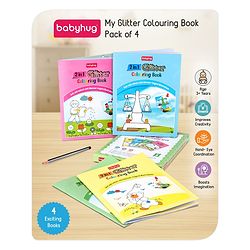 Babyhug 2 in 1 My first Glitter Colouring Books Pack Of 4 - English