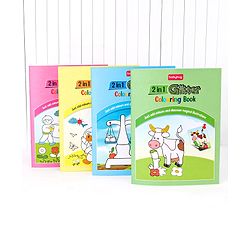Babyhug 2 in 1 My first Glitter Colouring Books Pack Of 4 - English