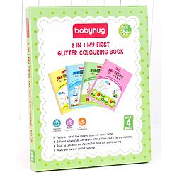 Babyhug 2 in 1 My first Glitter Colouring Books Pack Of 4 - English