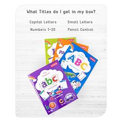 Babyhug Junior Handwriting Activity Books|Learn and Practice|For Toddlers, Nursery, Preschool Children|Pack of 4-ABC,abc,1-20 & Pattern|English|Ideal for Gifting