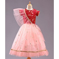 Babyhug Sleeveless Choli & Lehenga with Dupatta - Peach Maroon