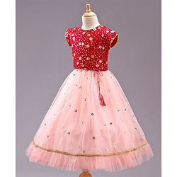 Babyhug Sleeveless Choli & Lehenga with Dupatta - Peach Maroon