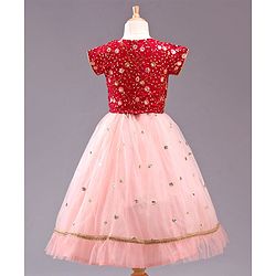 Babyhug Sleeveless Choli & Lehenga with Dupatta - Peach Maroon