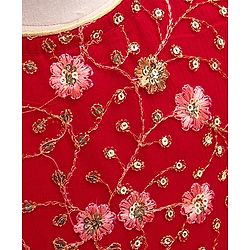 Babyhug Sleeveless Choli & Lehenga with Dupatta - Peach Maroon