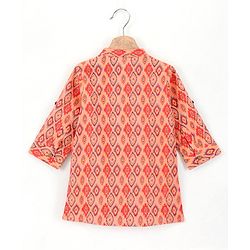 Babyhug Full Sleeves Cotton Block Print Kurta - Orange