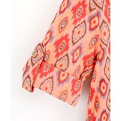 Babyhug Full Sleeves Cotton Block Print Kurta - Orange