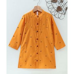 Babyhug Full Sleeve Kurta All Over Printed - Yellow