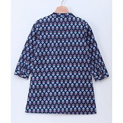 Babyhug Full Sleeve Kurta All Over Printed - Blue