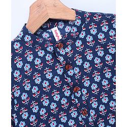 Babyhug Full Sleeve Kurta All Over Printed - Blue