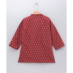 Babyhug Full Sleeves All Over Printed Dhoti & Kurta Set - Maroon
