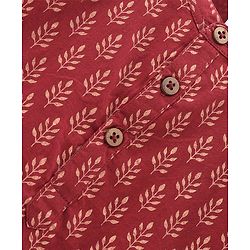 Babyhug Full Sleeves All Over Printed Dhoti & Kurta Set - Maroon